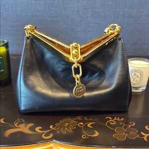 Etro Black and Gold Shoulder Bag with Luxurious Leather